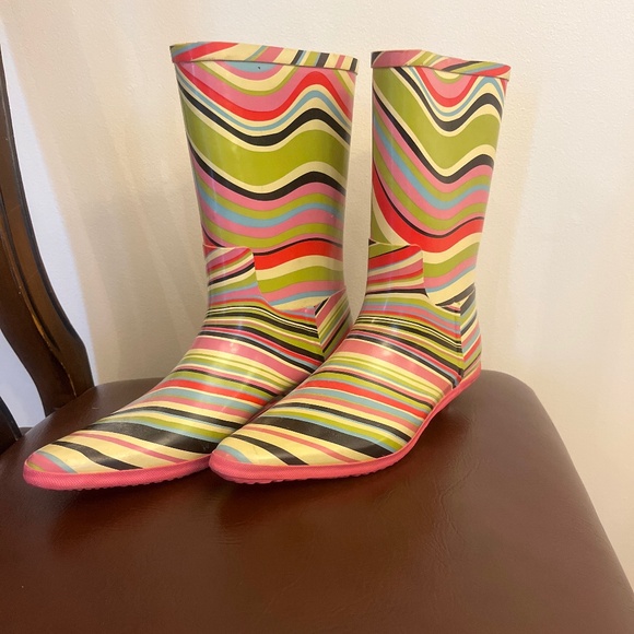 Paul Smith Shoes - Paul Smith striped kitten heel rain boots